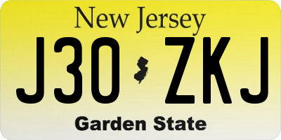 NJ license plate J30ZKJ