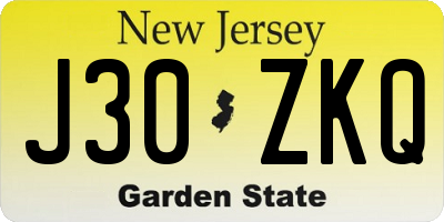 NJ license plate J30ZKQ