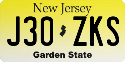 NJ license plate J30ZKS