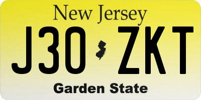 NJ license plate J30ZKT