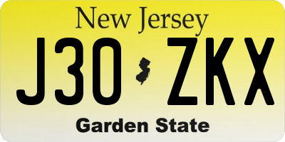 NJ license plate J30ZKX