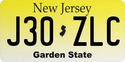 NJ license plate J30ZLC