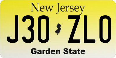 NJ license plate J30ZLO