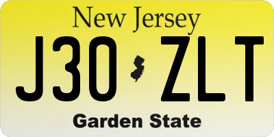 NJ license plate J30ZLT