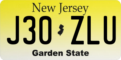 NJ license plate J30ZLU