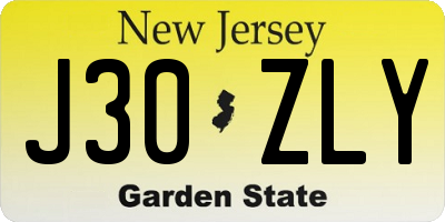 NJ license plate J30ZLY