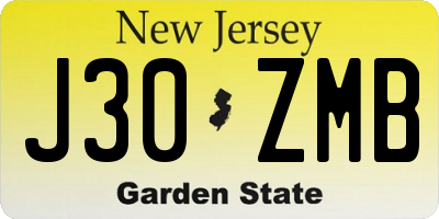 NJ license plate J30ZMB