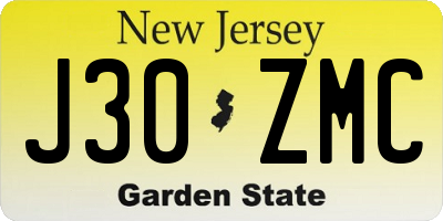 NJ license plate J30ZMC