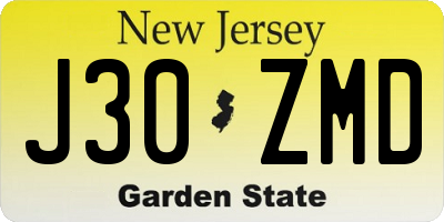 NJ license plate J30ZMD
