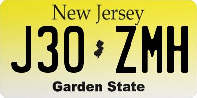 NJ license plate J30ZMH