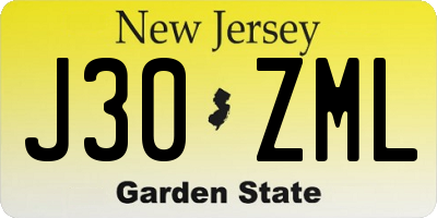 NJ license plate J30ZML