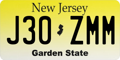 NJ license plate J30ZMM