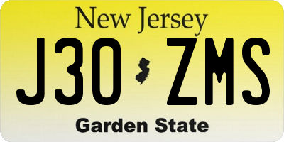 NJ license plate J30ZMS
