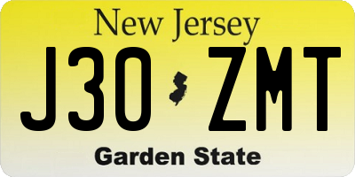 NJ license plate J30ZMT