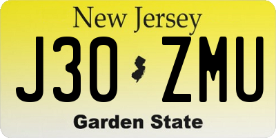 NJ license plate J30ZMU