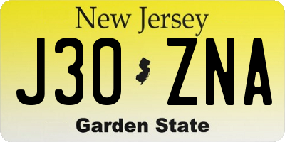 NJ license plate J30ZNA