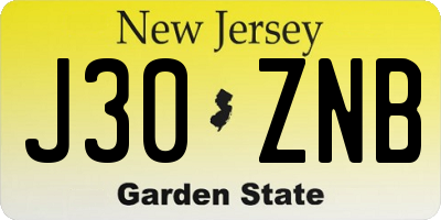 NJ license plate J30ZNB