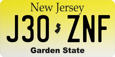 NJ license plate J30ZNF