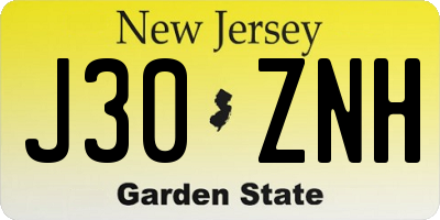 NJ license plate J30ZNH