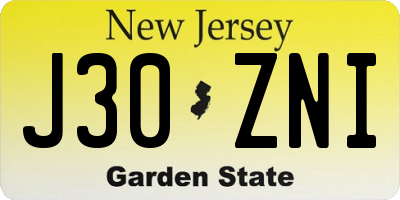 NJ license plate J30ZNI