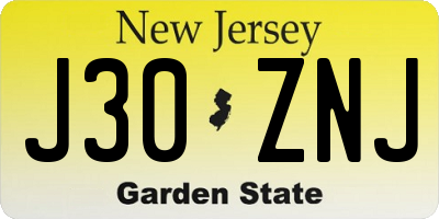 NJ license plate J30ZNJ