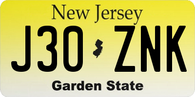 NJ license plate J30ZNK