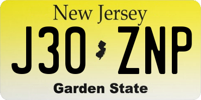 NJ license plate J30ZNP