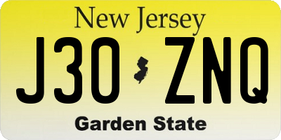 NJ license plate J30ZNQ