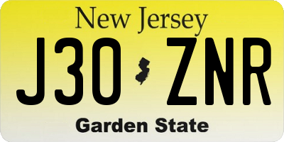 NJ license plate J30ZNR