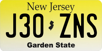 NJ license plate J30ZNS