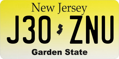 NJ license plate J30ZNU