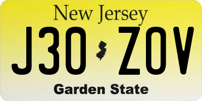 NJ license plate J30ZOV