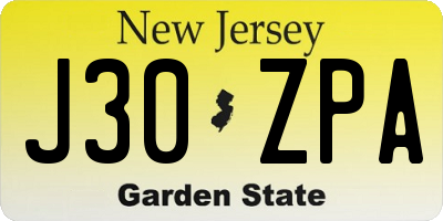 NJ license plate J30ZPA
