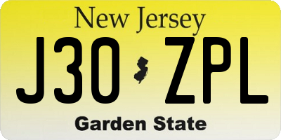 NJ license plate J30ZPL