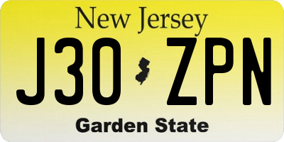 NJ license plate J30ZPN