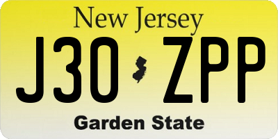 NJ license plate J30ZPP