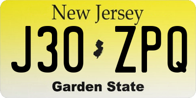 NJ license plate J30ZPQ