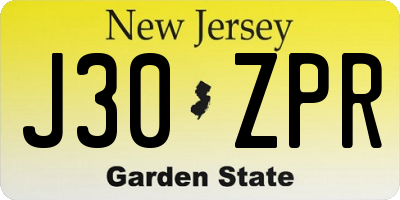 NJ license plate J30ZPR