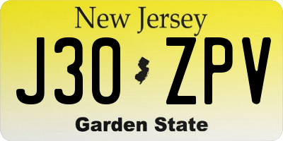 NJ license plate J30ZPV