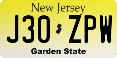 NJ license plate J30ZPW