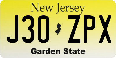 NJ license plate J30ZPX