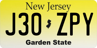 NJ license plate J30ZPY