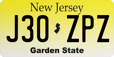 NJ license plate J30ZPZ