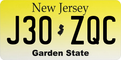 NJ license plate J30ZQC