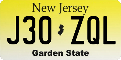 NJ license plate J30ZQL