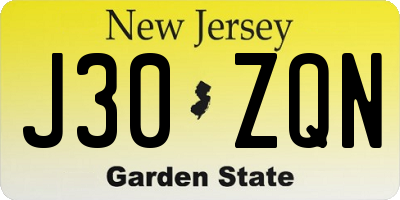 NJ license plate J30ZQN