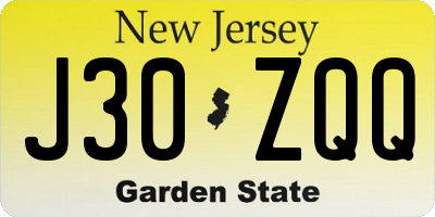 NJ license plate J30ZQQ