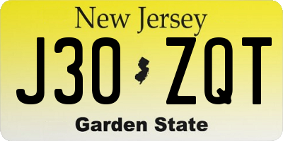 NJ license plate J30ZQT