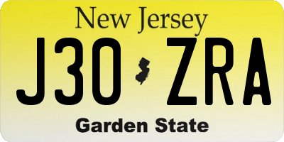 NJ license plate J30ZRA