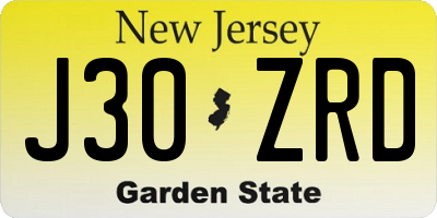 NJ license plate J30ZRD